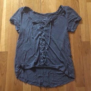 Gray Tie up T-Shirt
